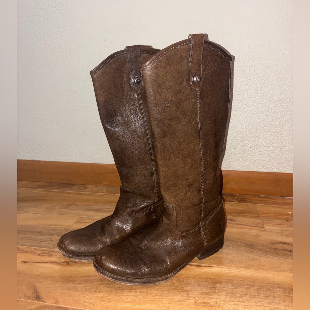Frye Melissa Button 2 Tall Riding Boots, brown - size 8.5